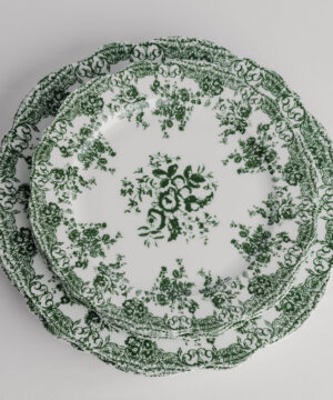 Green Floral Dessert Plates